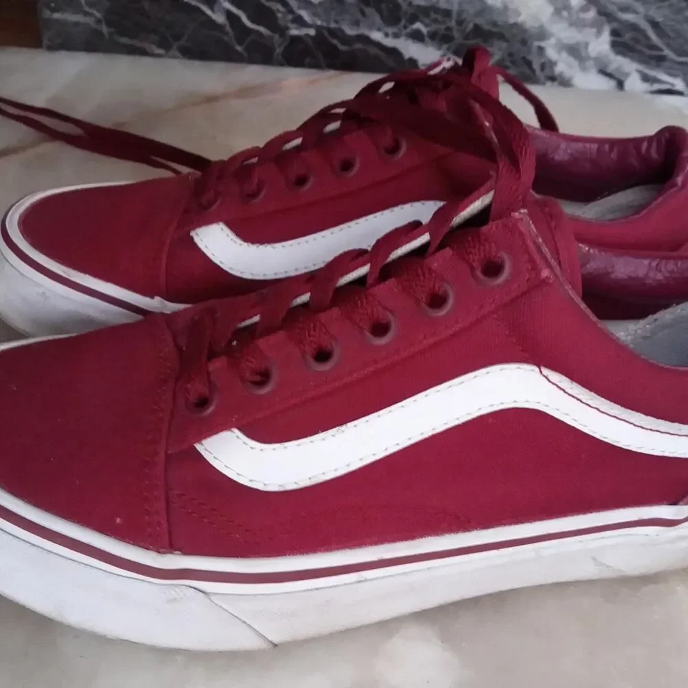 Vans Men's Burgundy and White Trainers